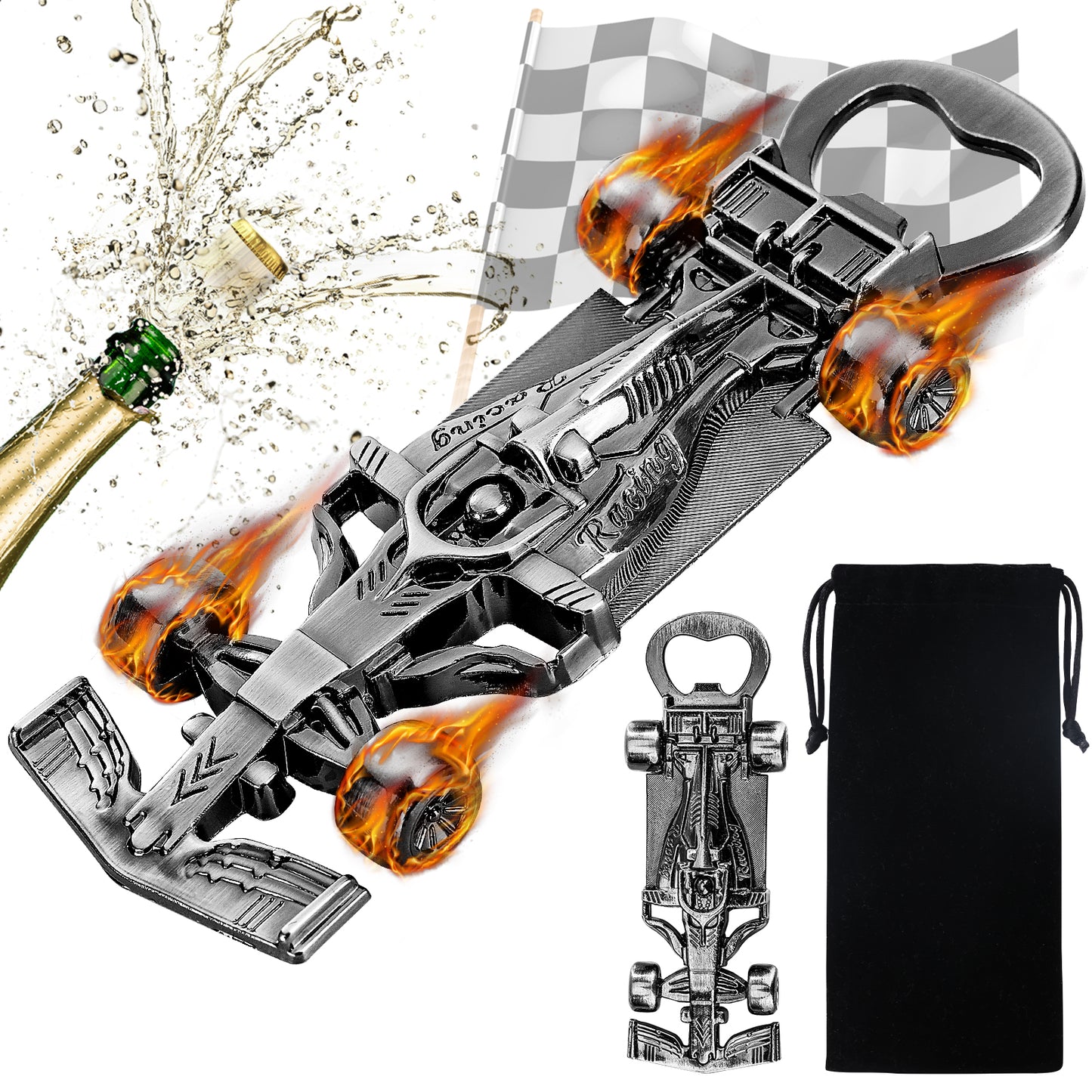 Durable Racing Bottle Opener with Drawstring Bag - Multiple Colors