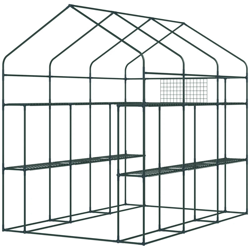 Walk-In Greenhouse for Outdoors with Mesh Door & Windows - 18 Shelves, UV Protection, Plant Labels, Green