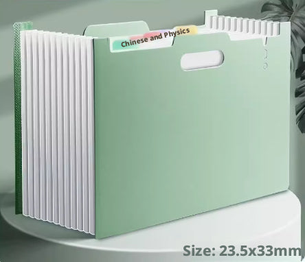 Kitchen Storage Vertical Document Box with 13 Grids - Green