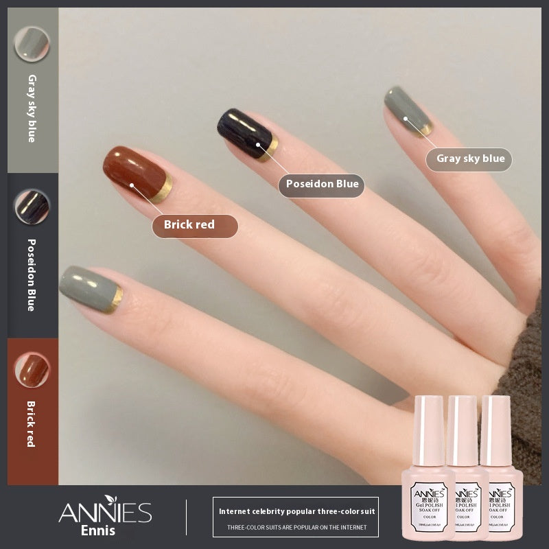 Three-Color Gel Nail Polish Set for Manicure - Nude, Purple, Orange