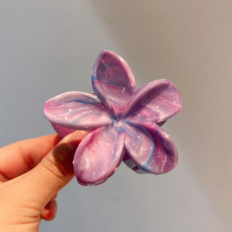8cm Hair Barrette with Marble Blooming Pattern for Women - Multiple Colors