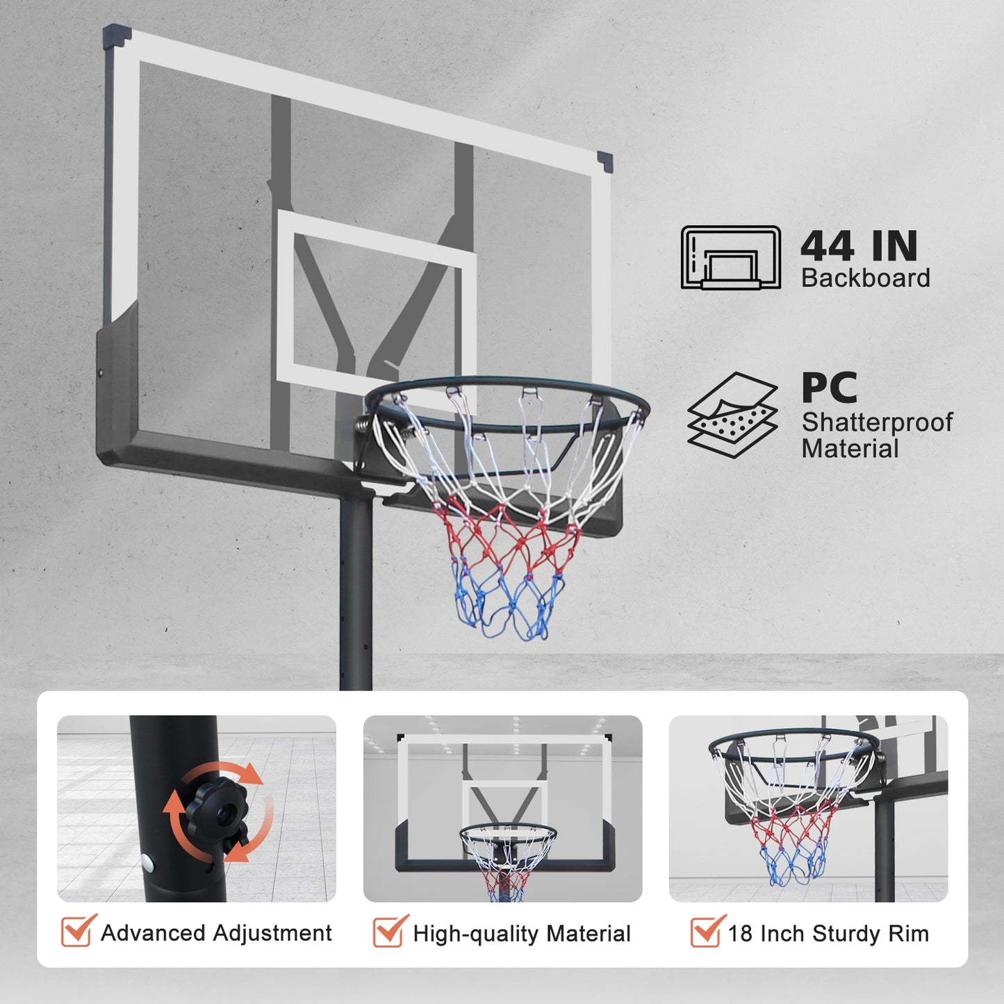 Height Adjustable Portable Basketball Hoop - 5.73-10FT with Wheels