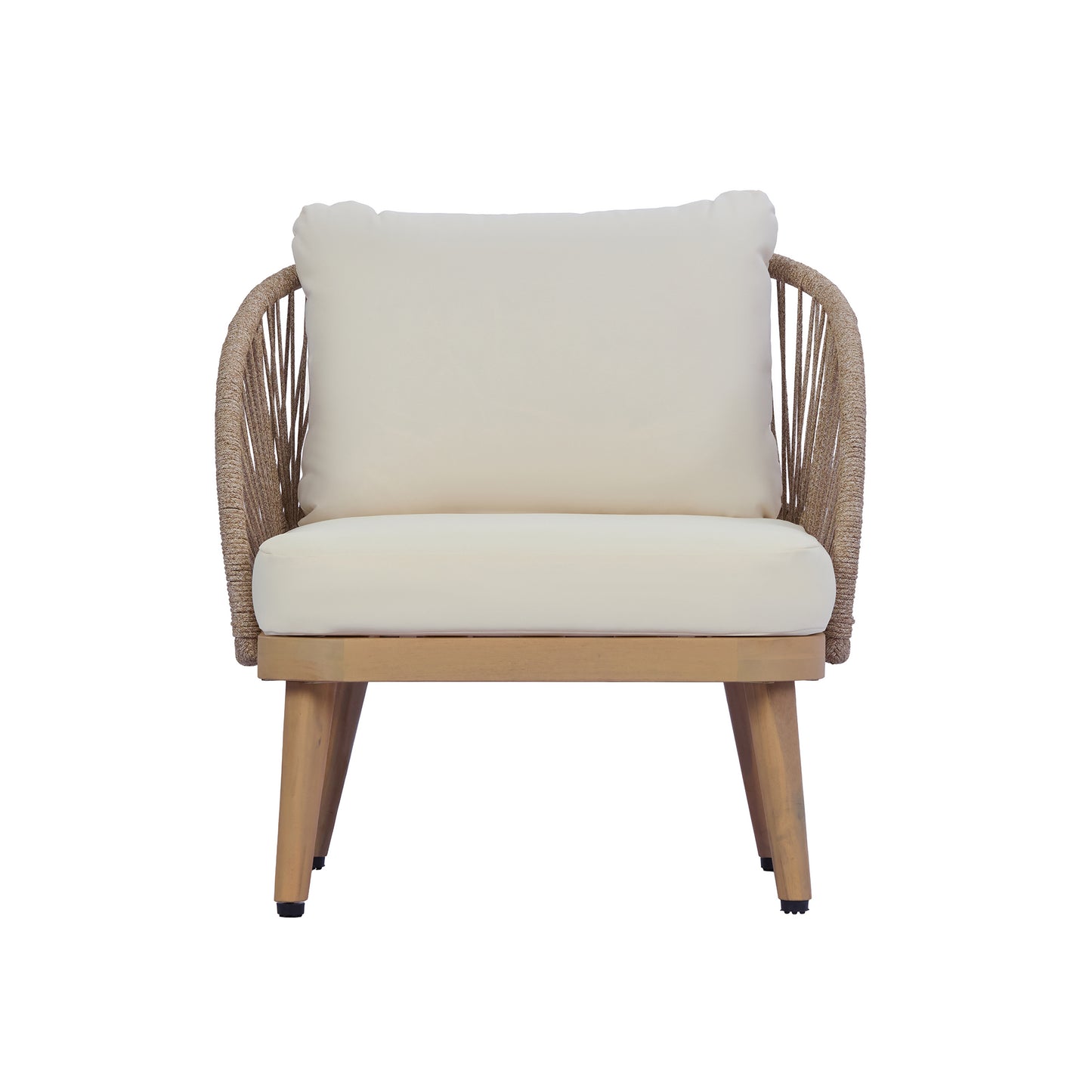 Acacia Wood Outdoor Club Chair, Curved Tub Design Patio Chair With