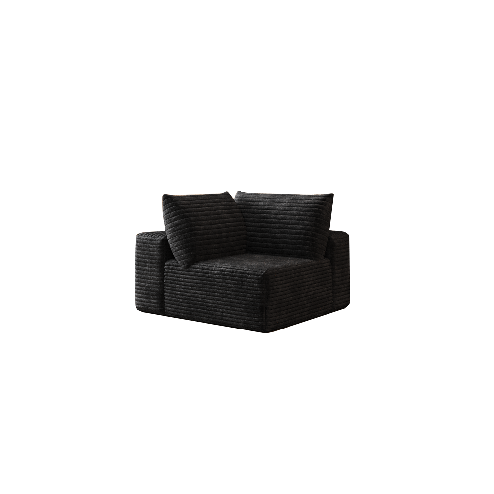 Cloud Sectional Couch - Modern Modular Sofa with Deep Seat - Black Plush Fabric