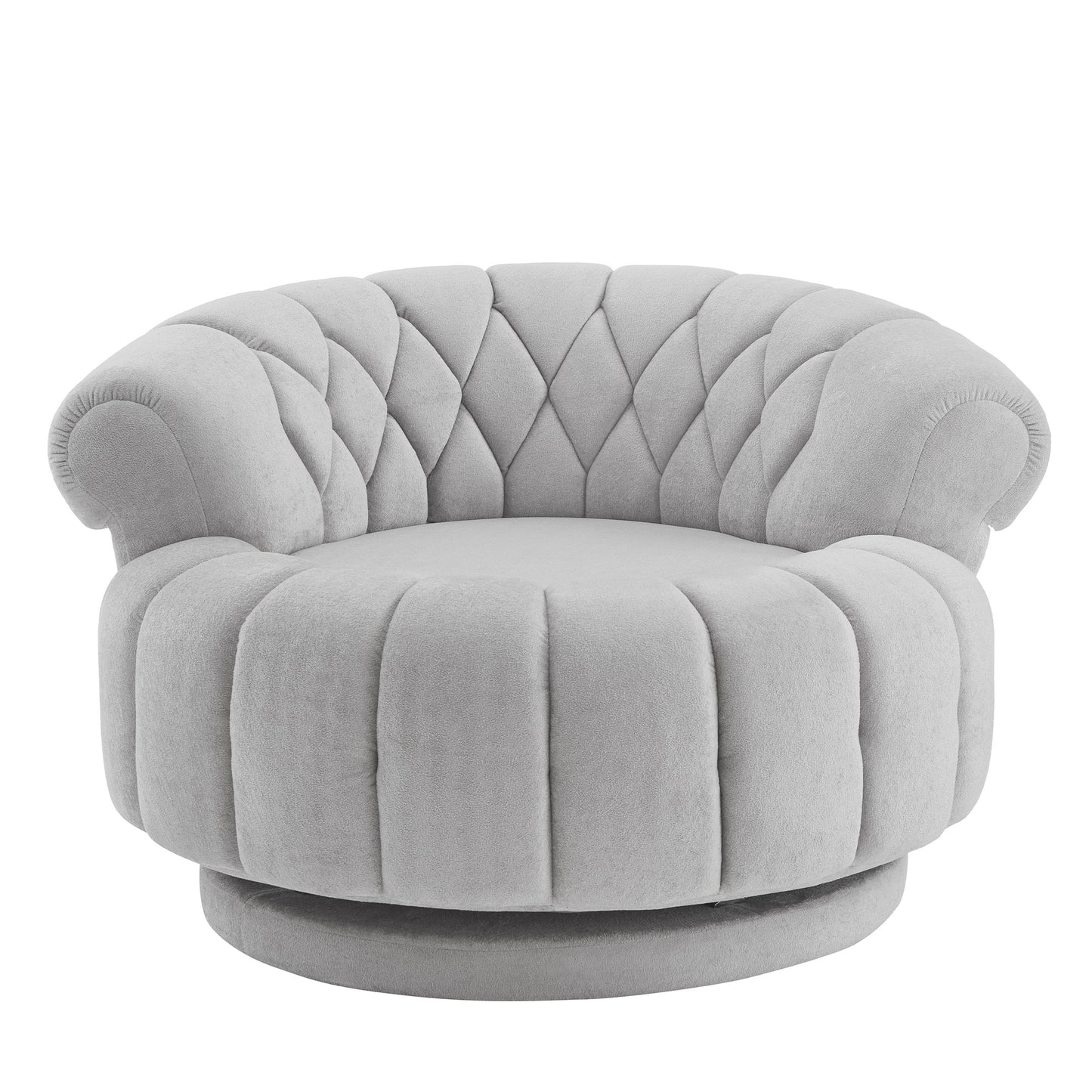 Grey 360° Swivel Accent Chair - Chenille Barrel Club Chair