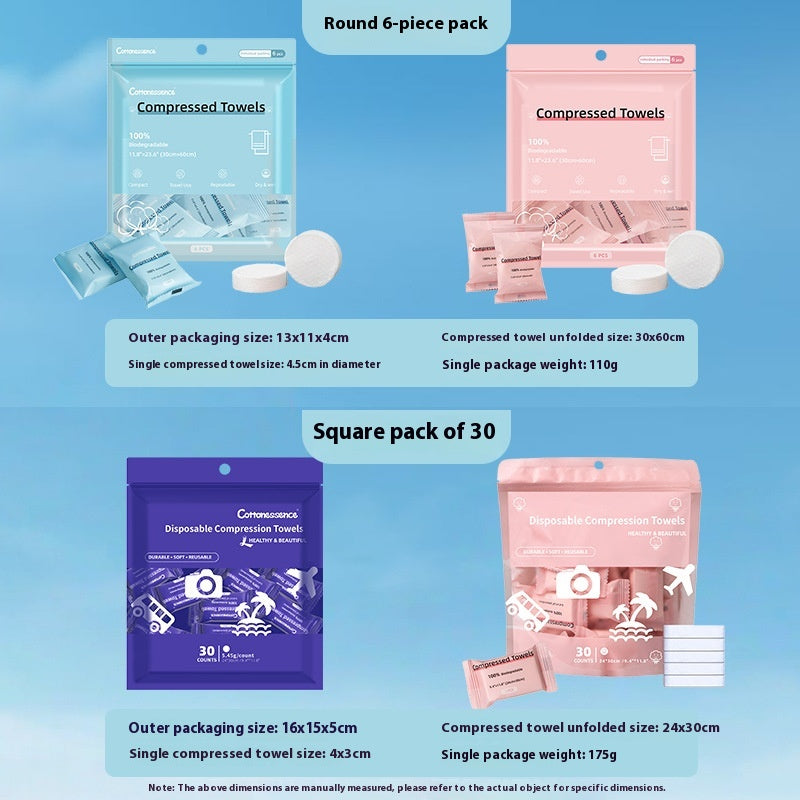 Disposable Compression Towels - Travel, Home & Spa Use, Multiple Colors