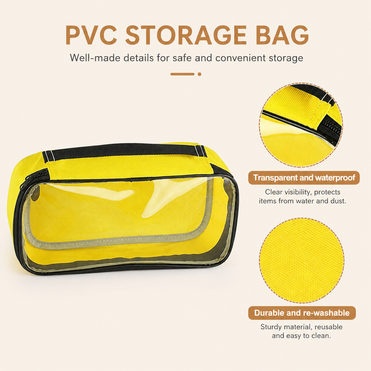 Waterproof Towel & Clothes Storage Bag for Swimming Gym Beach Travel - Yellow
