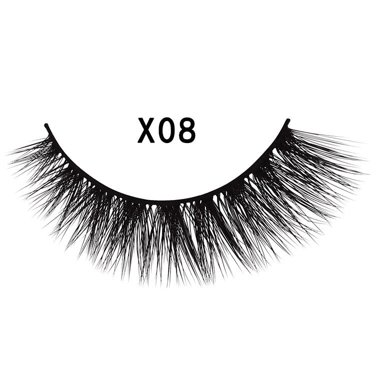 3D Mink Hair False Eyelashes 3 Pairs - Natural Cross Style, Handmade