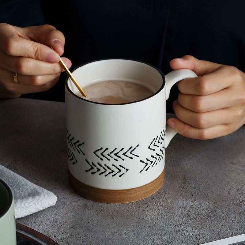 Large Capacity Hand-Painted Ceramic Mug for Office - Multiple Colors & 500ml