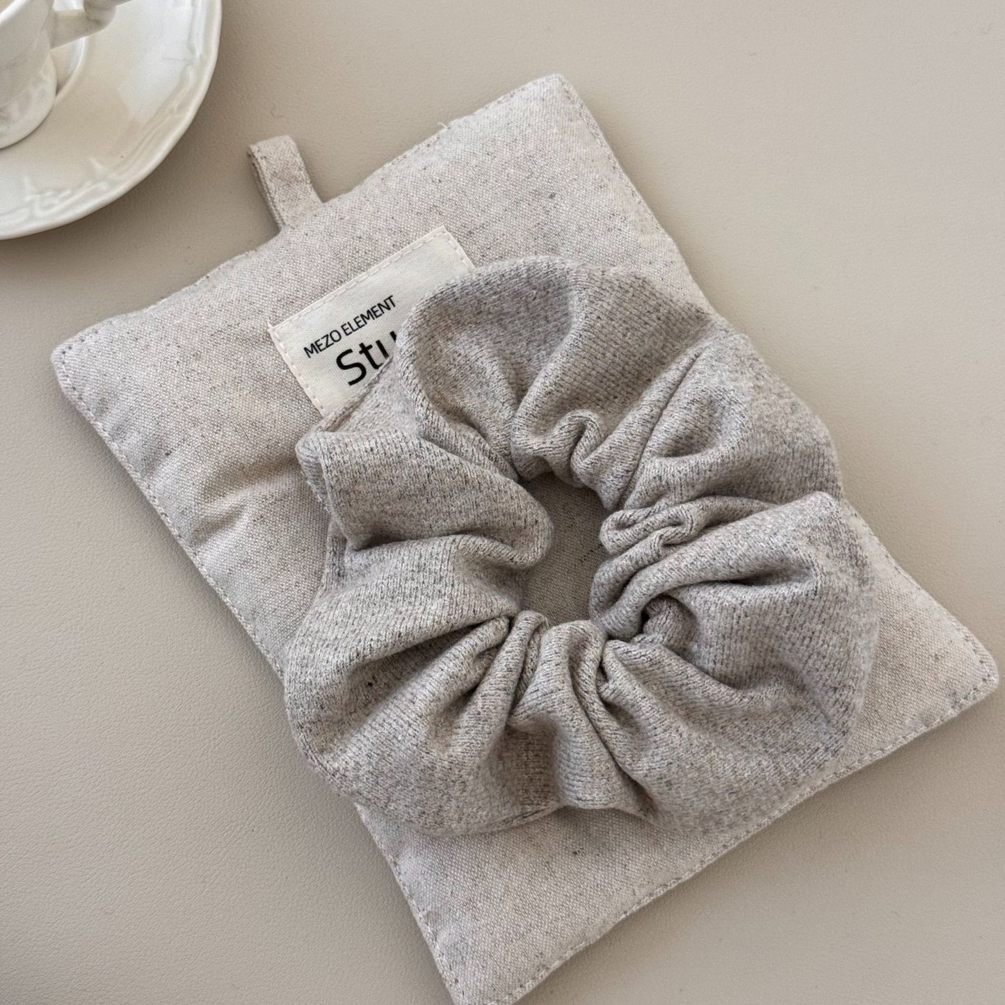 Korean Style Plush Hair Band for Women - Oat Gray Texture Woolen Hair Accessory