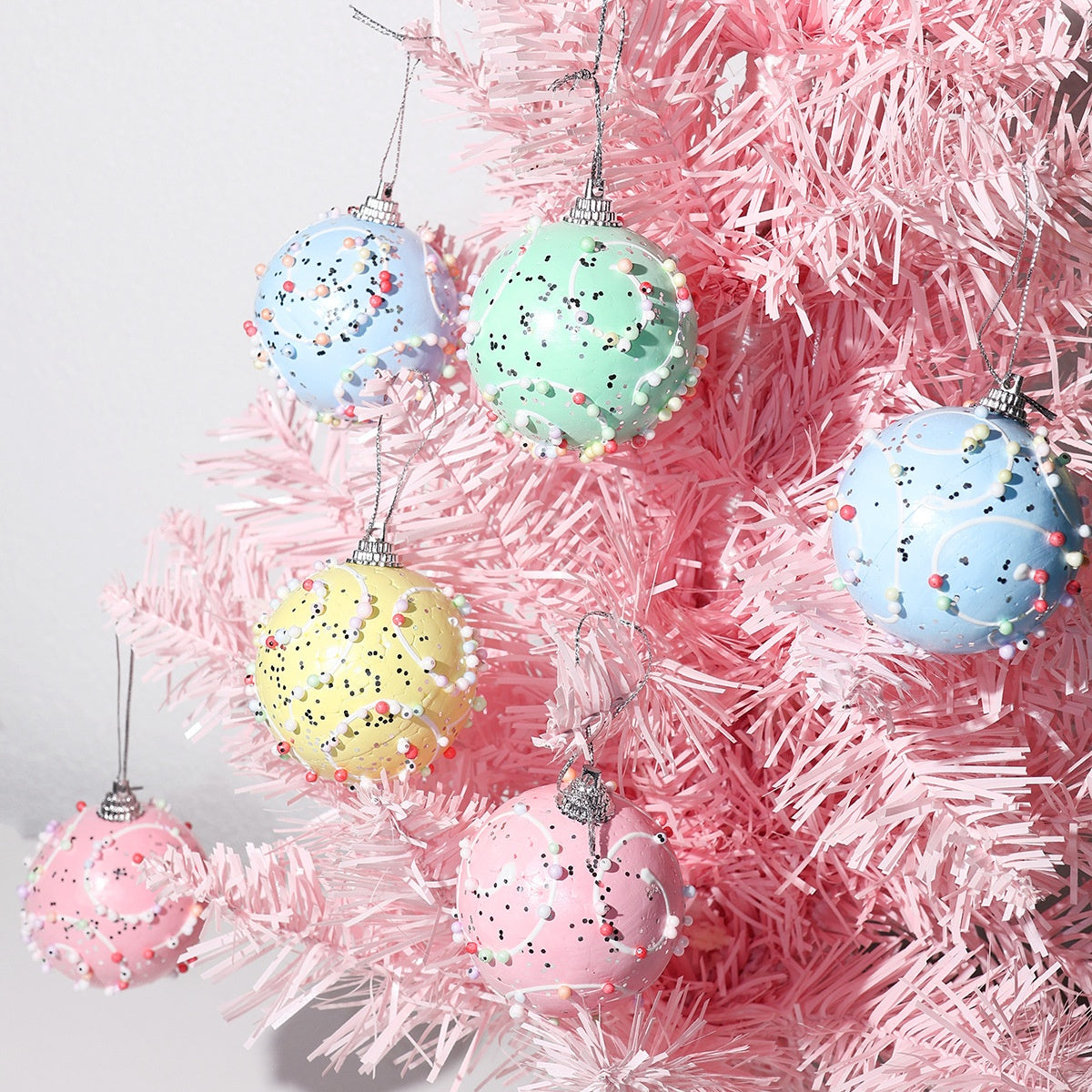 Christmas Color Macaron Ball Candy Set - Festive Foam Ornaments 6cm & 8cm