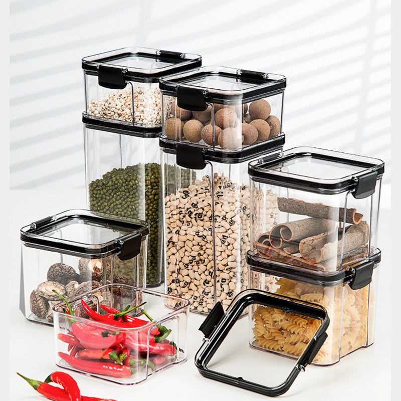 Sealed Food Storage Jar Container Set - Plastic Kitchen Dry Goods Organizer