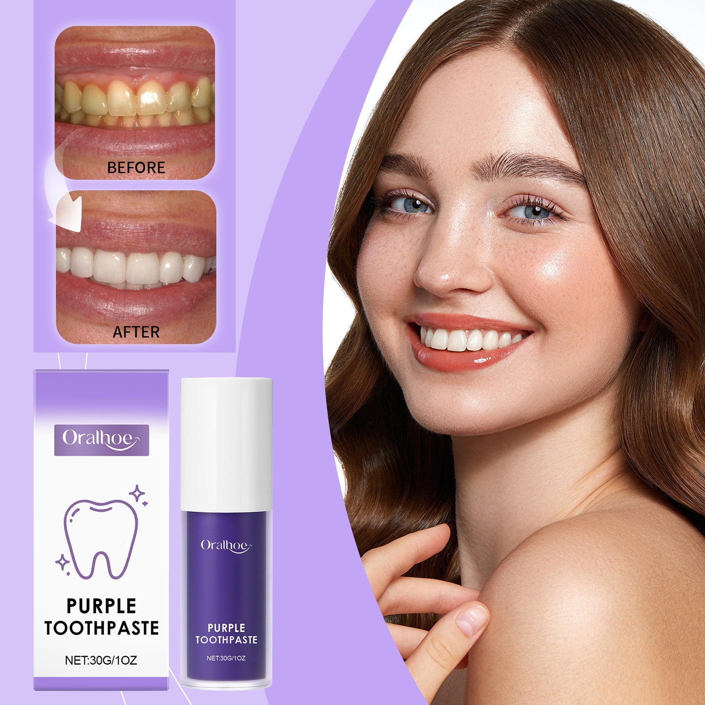 Purple Whitening Toothpaste 30g - Gentle Teeth Cleaning & Brightening