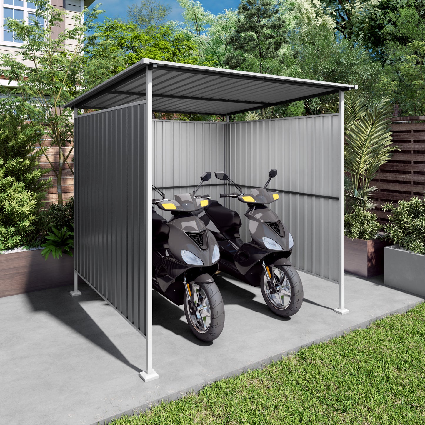 6x6FT Outdoor Pergola For Patio,Bike Storage Shed,Lean To Hardtop