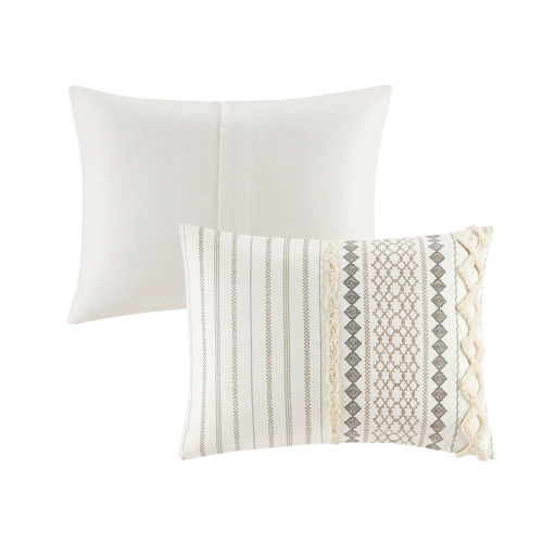 Queen Cotton Printed Duvet Cover Set with Chenille - Multicolor