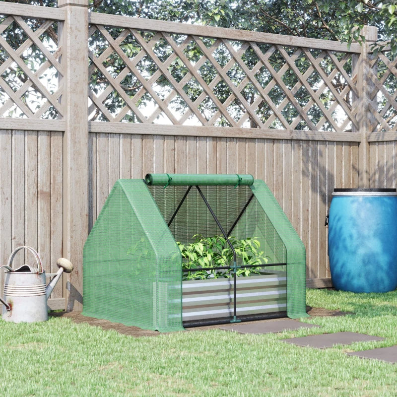 Galvanized Raised Garden Bed with Greenhouse Cover - 4ft x 3ft x 3ft, Patio Herb & Vegetable Grower