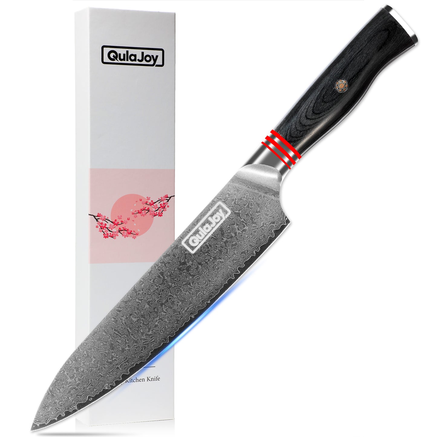 VG10 Chef Knife - 67-Layer Japanese Damascus Steel, 8 Inch Kitchen Knife with Ergonomic Handle
