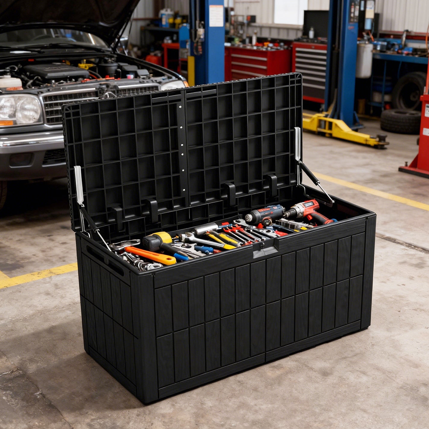 1 0 Gallon Outdoor Storage Box Water Proof Resin Deck Lockable Bin