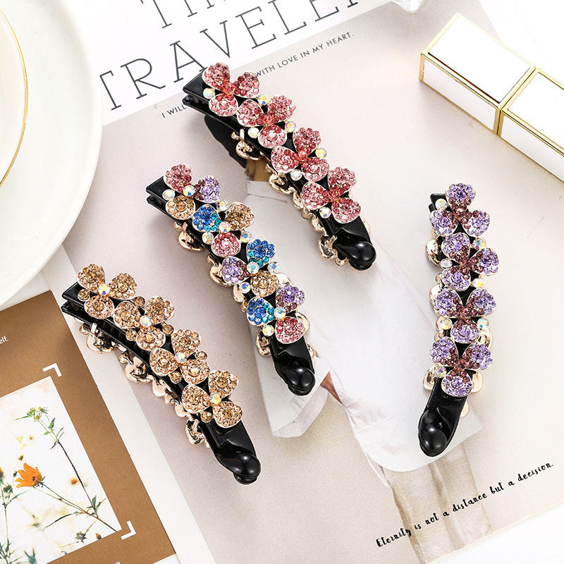 Women's Flower Diamond Banana Clip Hair Accessory All-Match Ponytail Holder