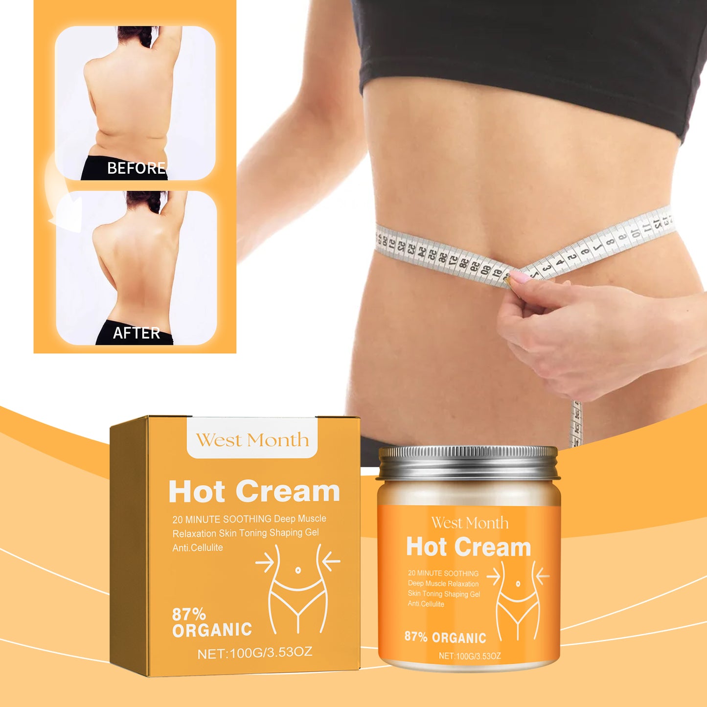 Firming Body Care Cream with Ginger & Hyaluronic Acid - Tightening Massage Lotion