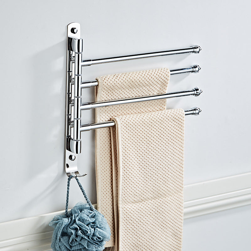 Movable Stainless Steel Towel Rack Without Punching - Modern Bathroom Storage