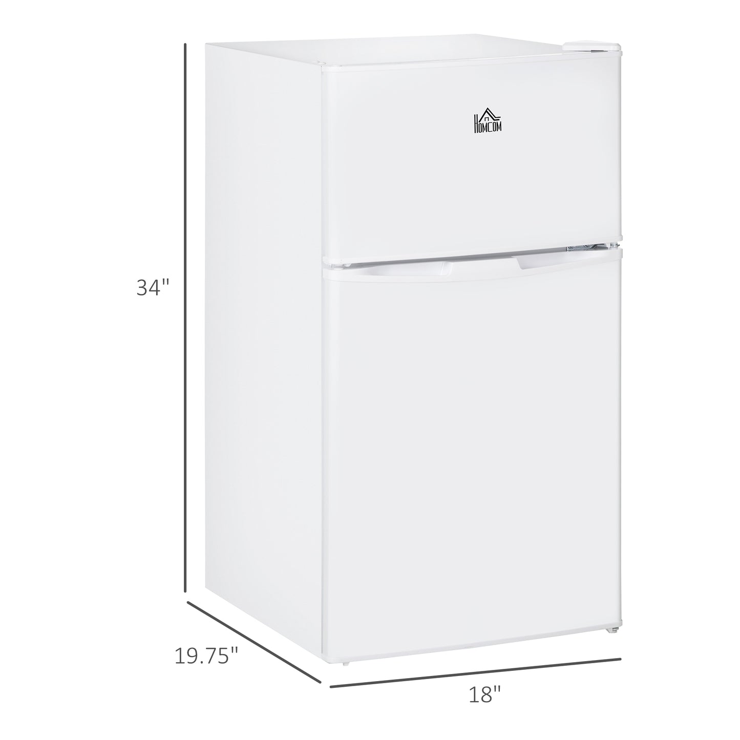 Mini Fridge with Freezer - 3.2 Cu.Ft Compact Refrigerator, Adjustable Thermostat, Reversible Door, White