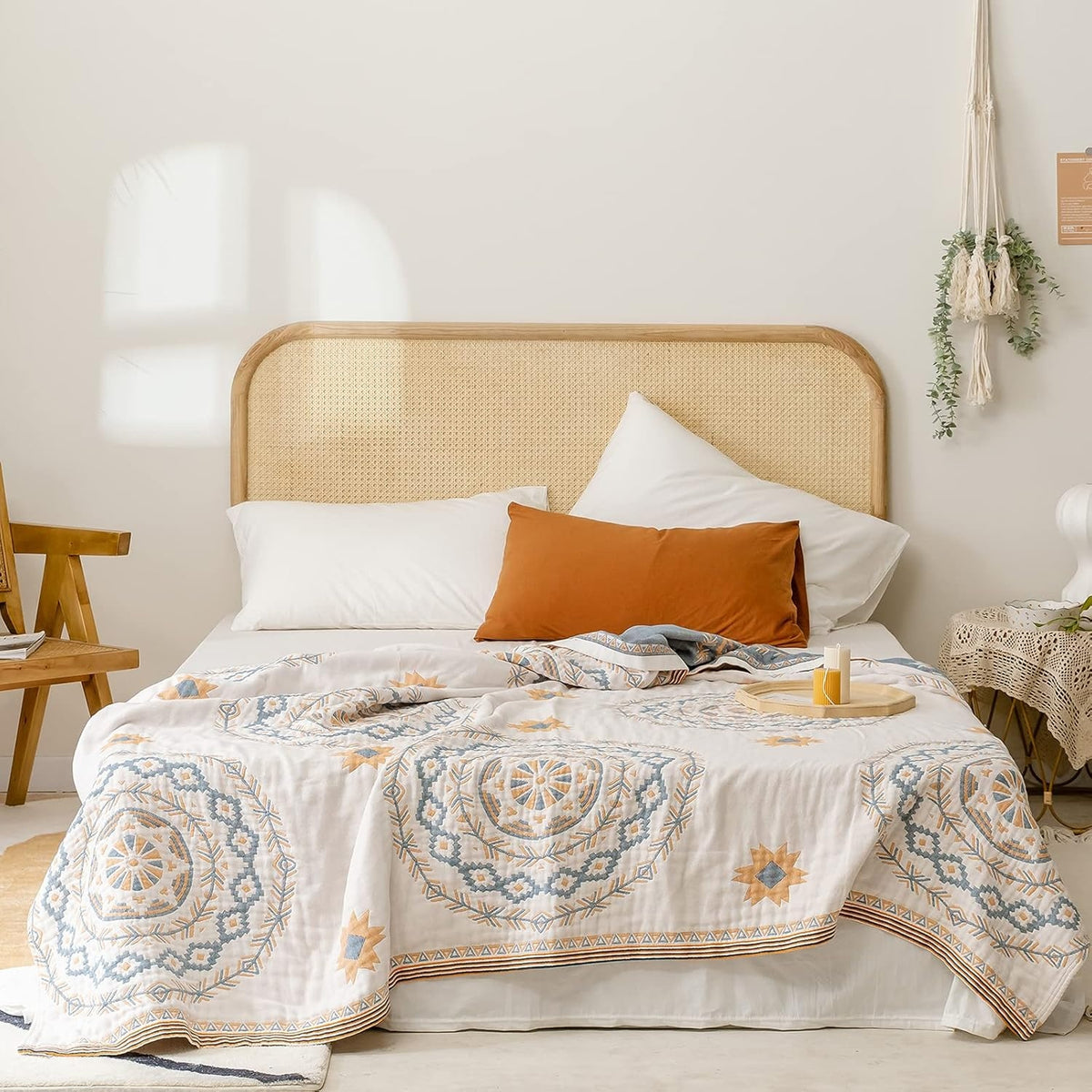 Cotton Cloth Towel Blanket - Modern Geometric Design, Multiple Sizes