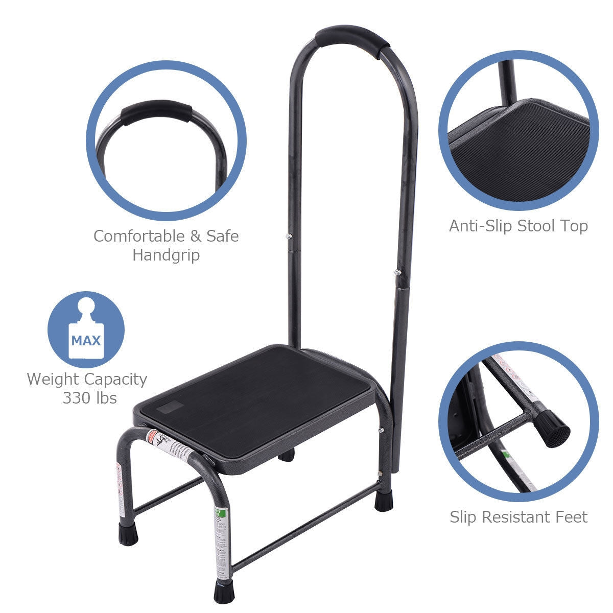 Heavy Duty Non-Slip Step Stool - 330 Lbs Capacity