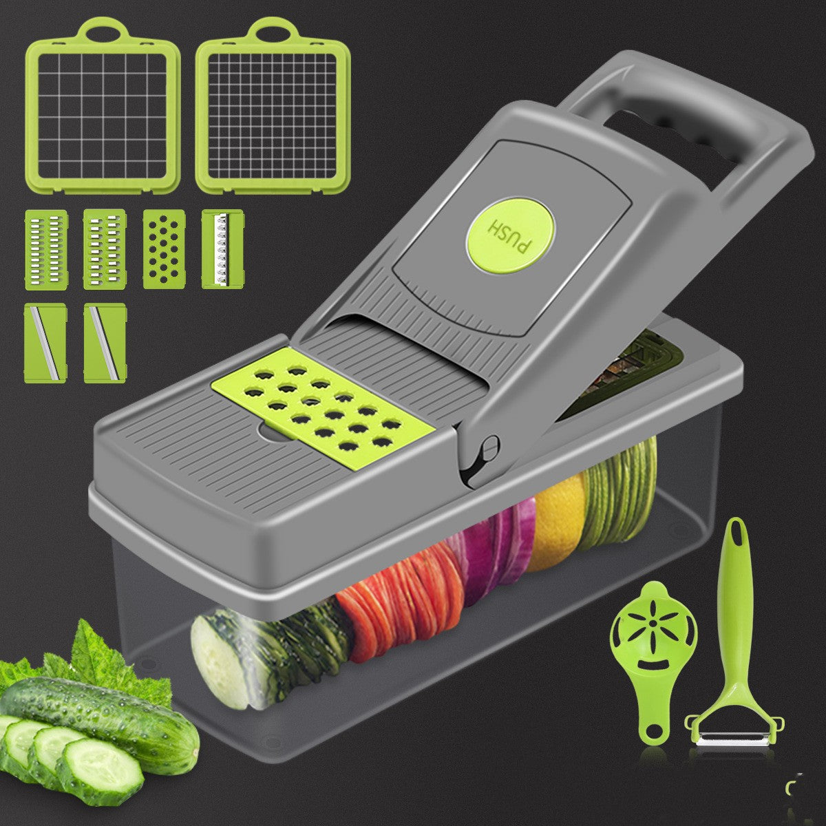 Vegetable Cutter 14-in-1 Kitchen Gadgets Stainless Steel Food Slicer