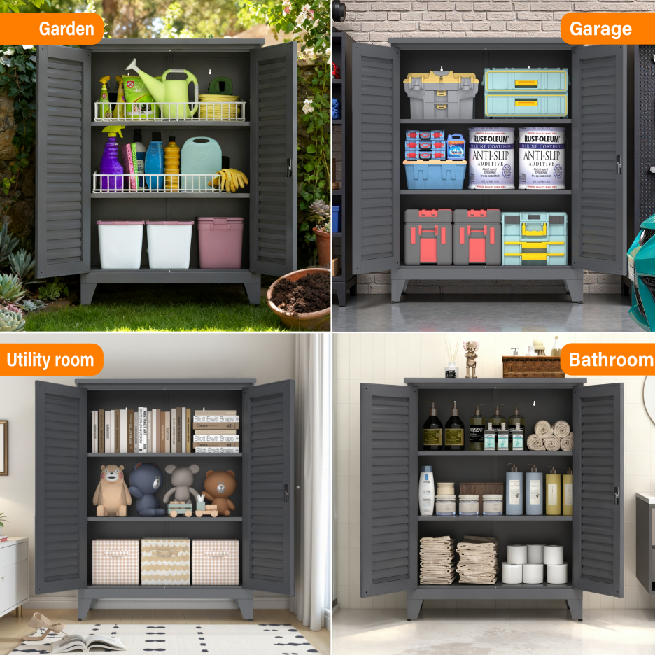47'' Tall Metal Tool Storage Cabinet - Slate Color