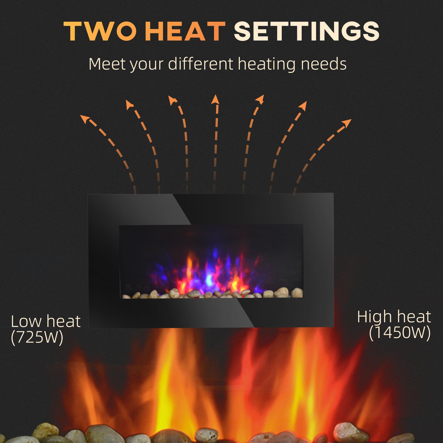28.5-Inch Electric Wall-Mounted Fireplace with Flame Effect and Multi-Color Lighting