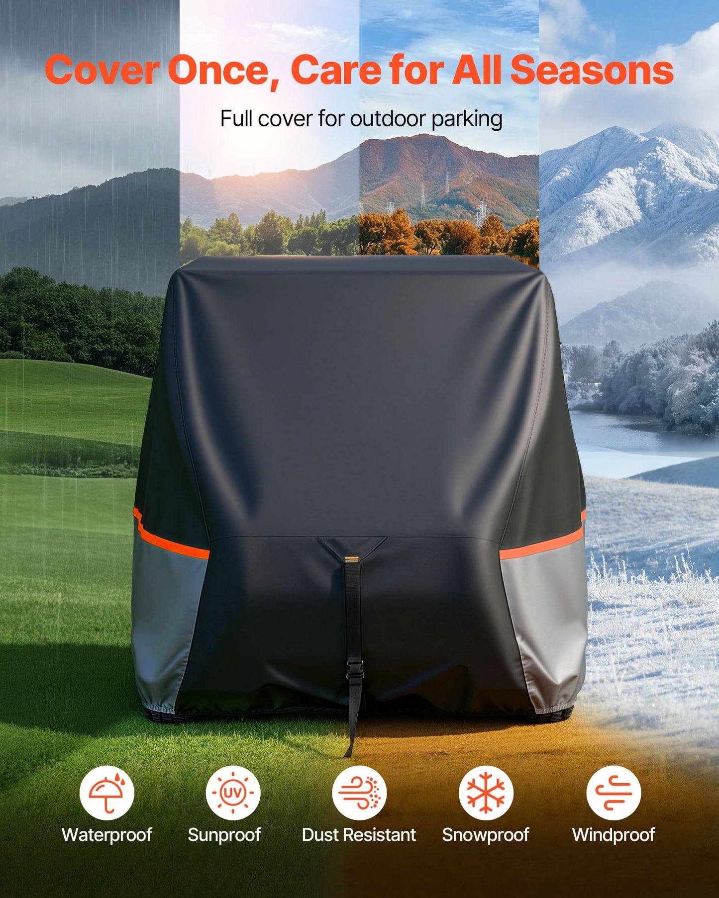 Waterproof Golf Cart Cover for 2+2/4 Passenger Carts - Universal Fit, 420D Oxford