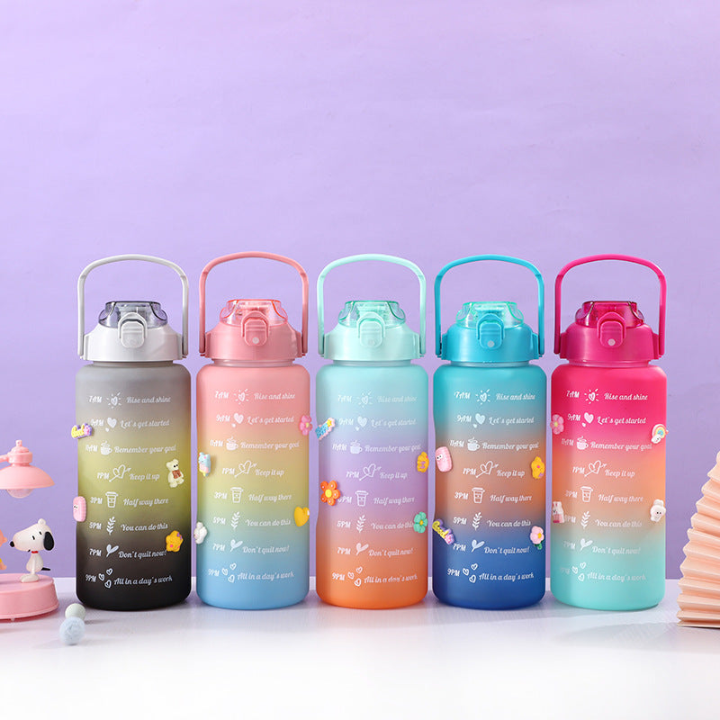 Three-Color Gradient Outdoor Frosted Sports Kettle Set - Over 1L Capacity