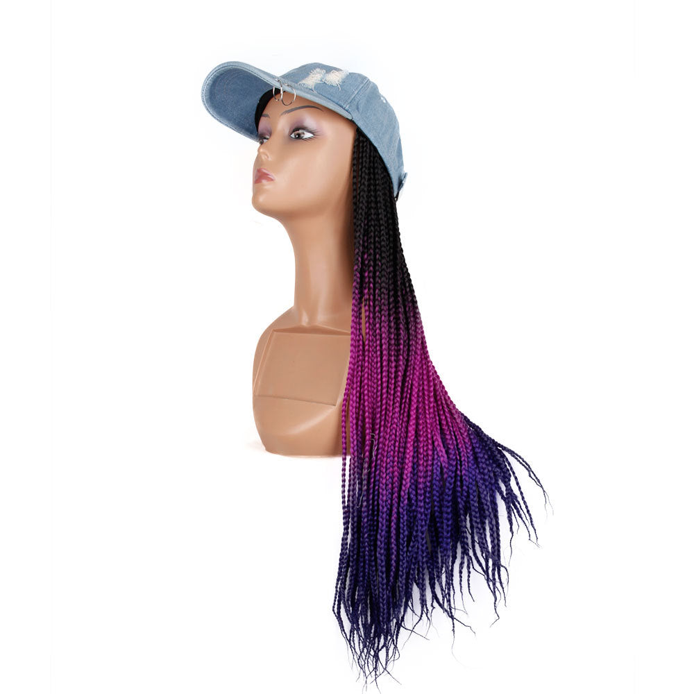 Colorful Cowboy Hat Wig Accessory - Handwoven Ponytail Style