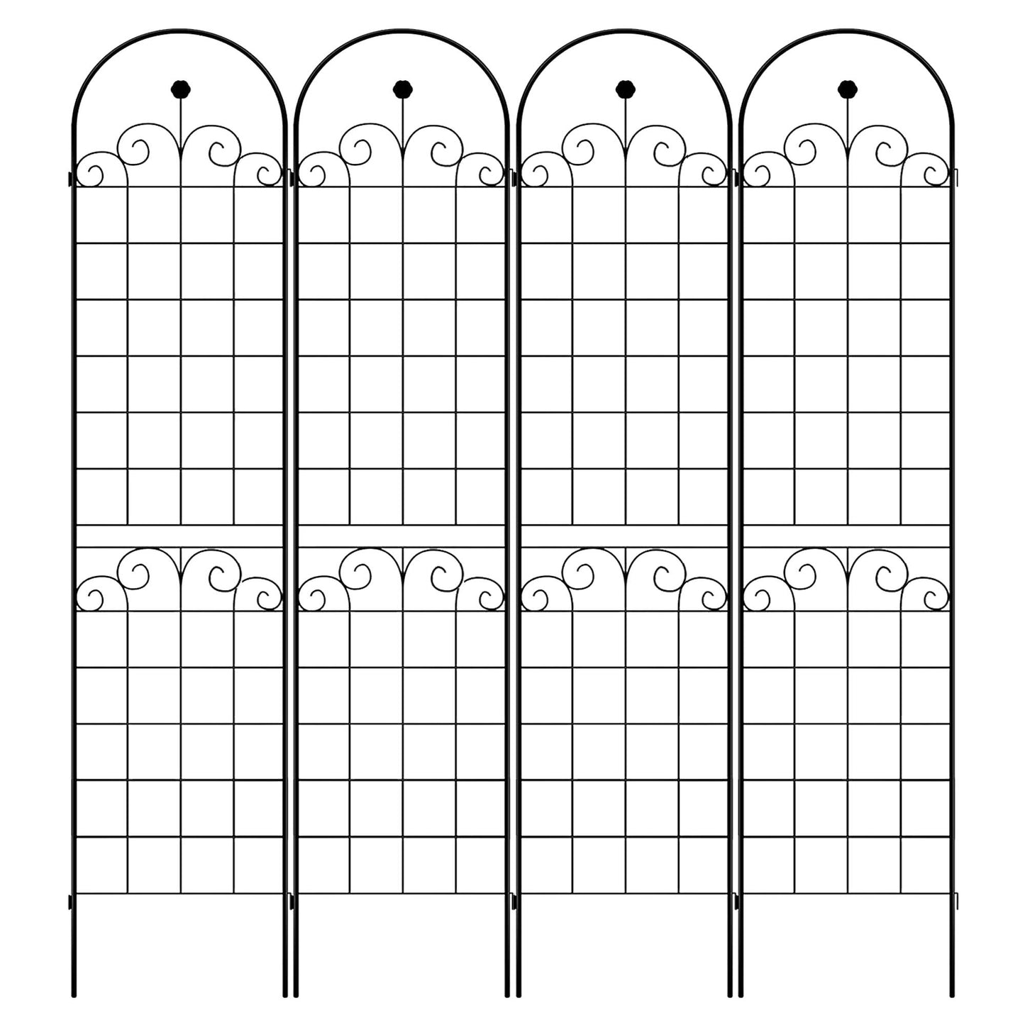 Metal Garden Trellis Pack for Climbing Plants Outdoor Support Black 4 Pack