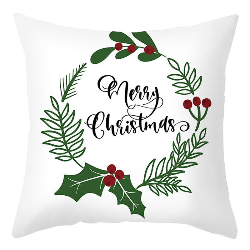 Christmas Pillow Cover Cartoon Letter Print Cushion Cover for Sofa & Office