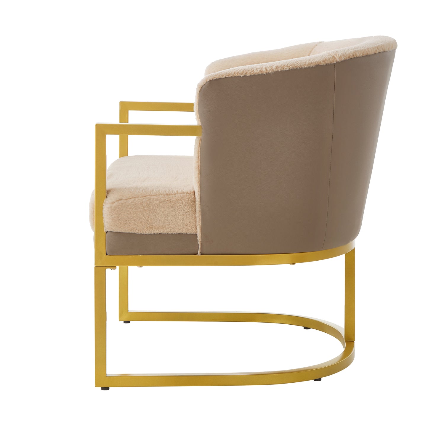 Cozy Upholstered Accent Chair with Gold Metal Frame - Brown