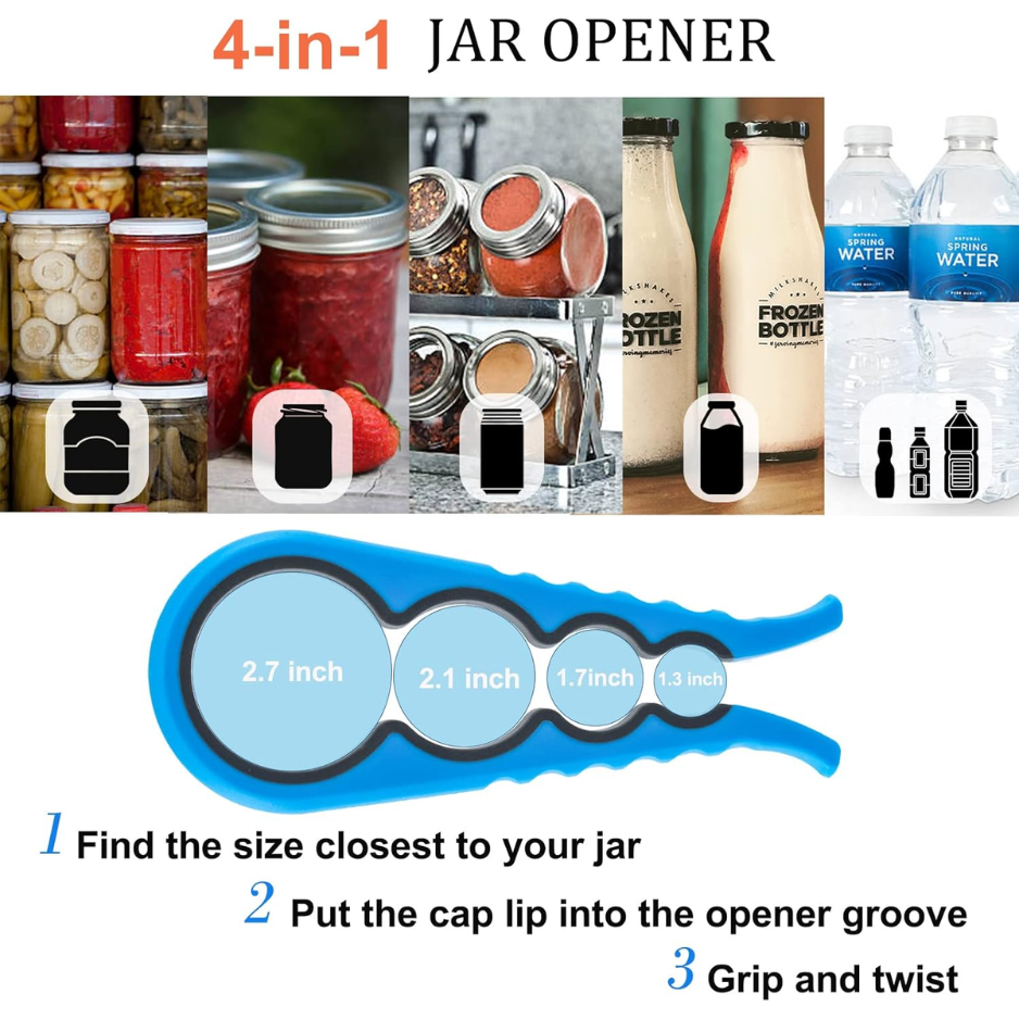 Ergonomic Jar & Bottle Opener for Seniors - Anti-Slip Gripper Tool