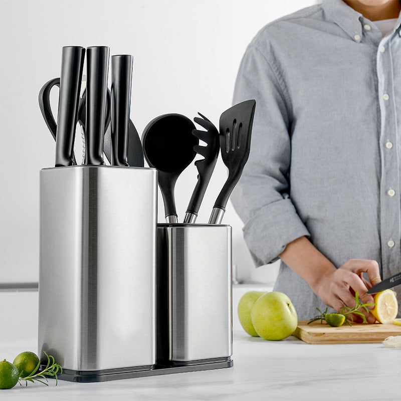 Stainless Steel Knife Holder Storage Bucket Kitchen Organizer