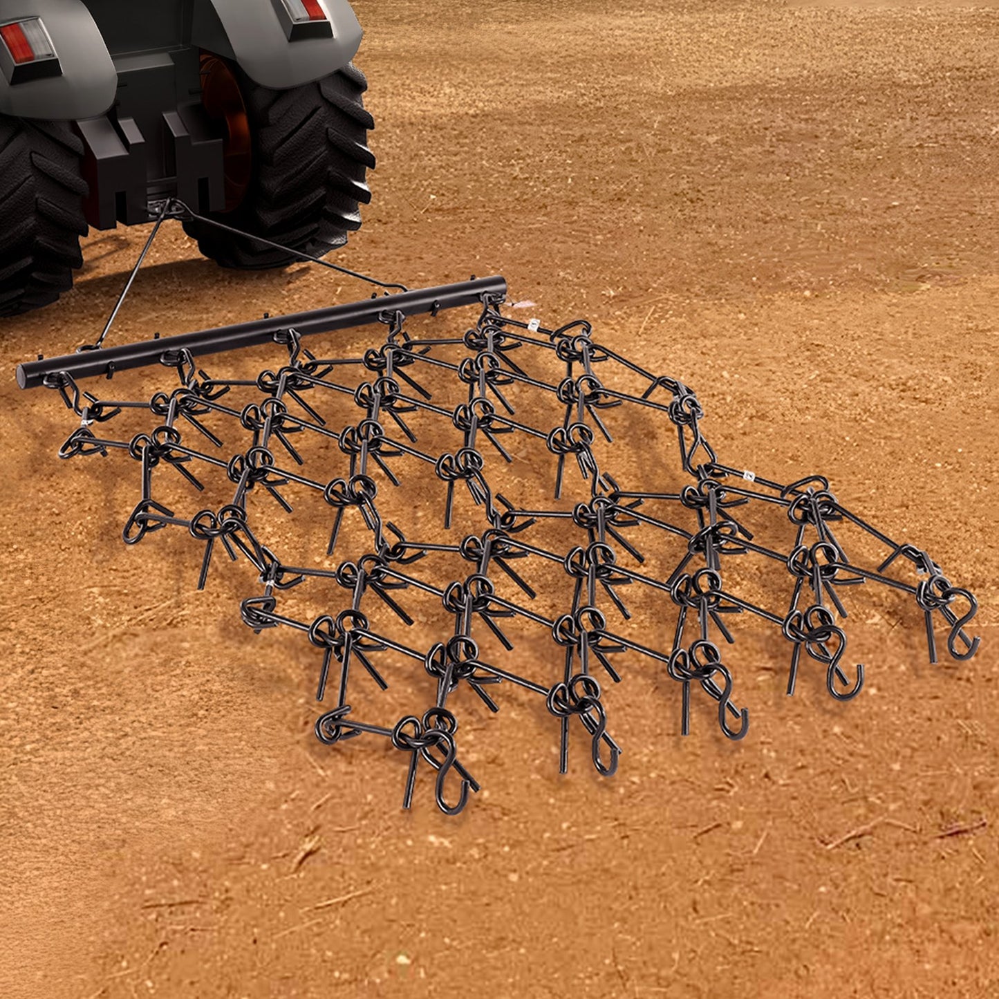 Heavy-Duty Chain Harrow 7x3.7 Ft for Land Leveling & Soil Preparation