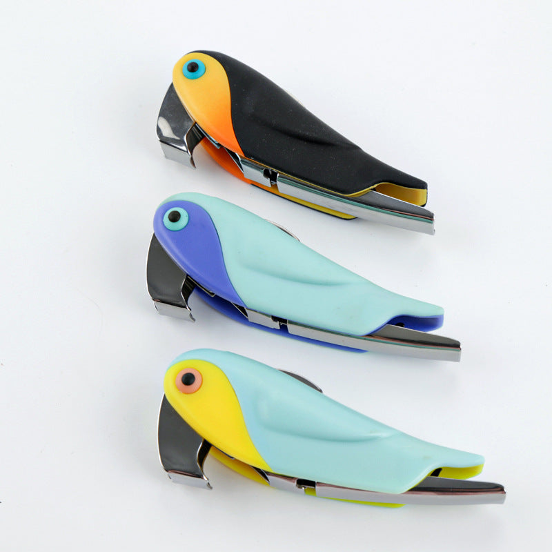 Multi-Function Stainless Steel Wine & Beer Opener with Parrot-Shaped Handle