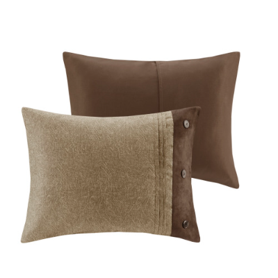 7 Piece Faux Suede Comforter Set - Cozy Lodge Style Bedding