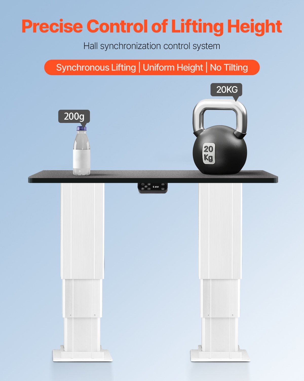 Adjustable Electric Lift Table System 260 Lbs Capacity Height 14.2-31.1 in - Silver