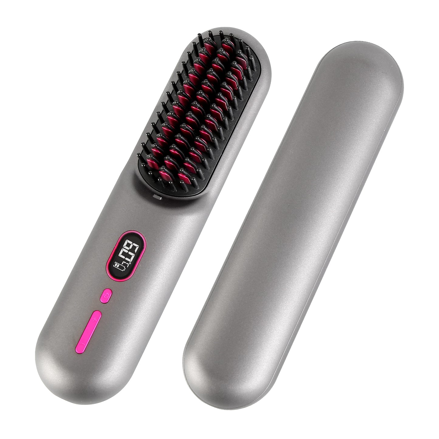 Cordless Negative Ion Hair Straightener Brush - Portable Rechargeable Comb