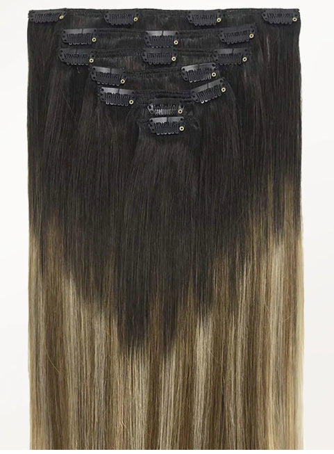 Seven-Piece Human Hair Wig Set for Women - Multiple Colors & Lengths