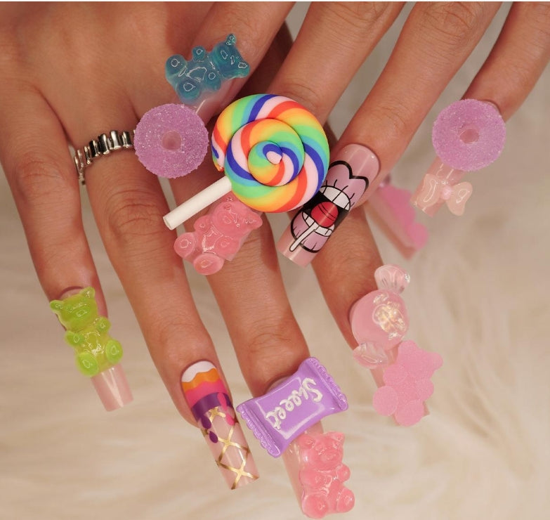 Fake Nail Tips Kit with Glitter and Rubbing Strips for Manicure - Multiple Styles