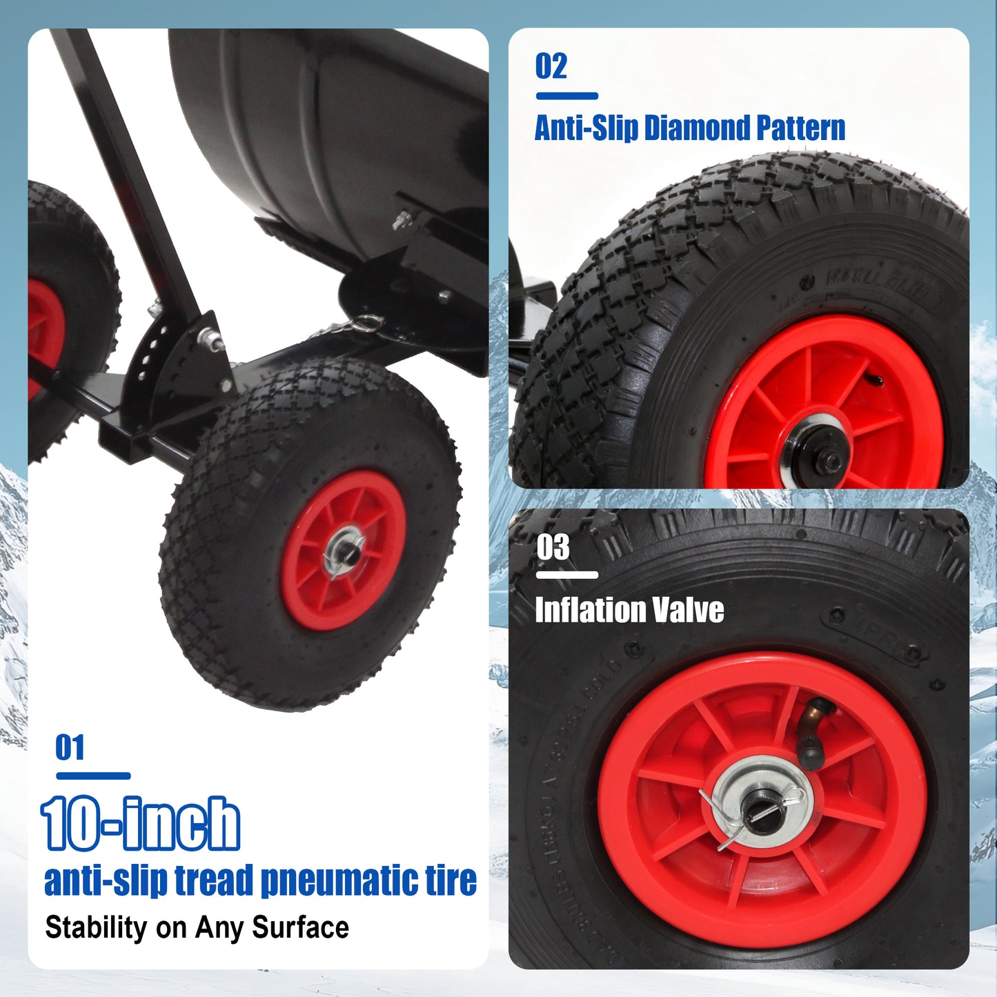 30-Inch Wide Metal Snow Plow with Adjustable Handle & Dual Wheel Options