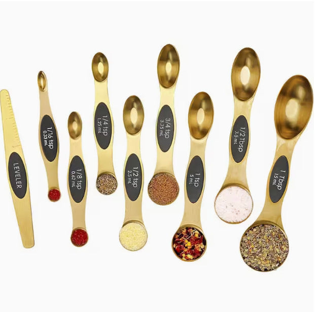Gold Stainless Steel Measuring Cup and Spoon Set for Baking - Food-Grade Kitchen Tools
