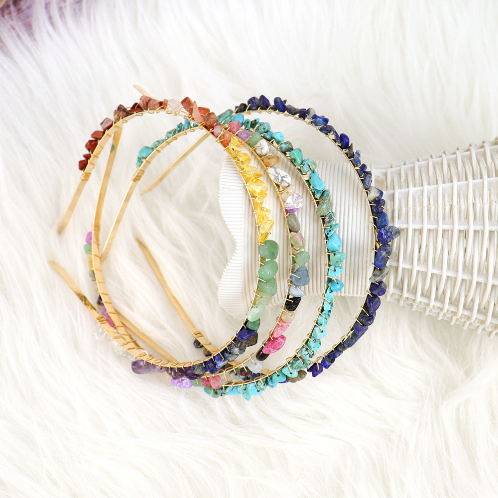 Crystal Natural Stone Headband - 6cm Wide