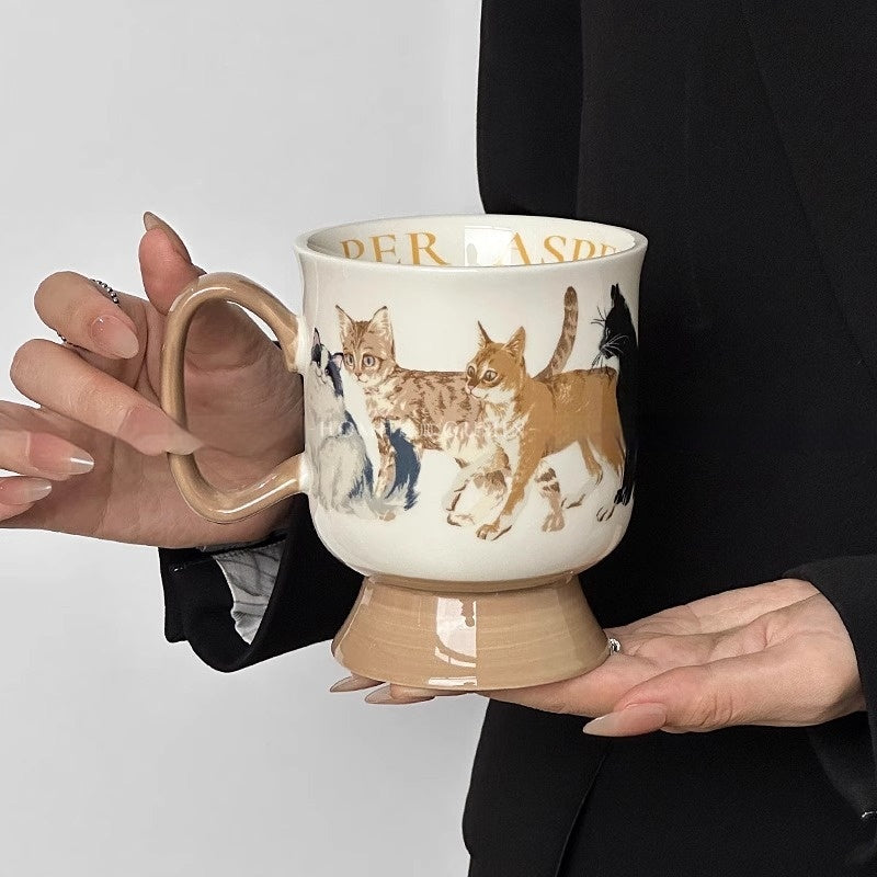 Large Capacity Ceramic Cat Water Mug - 410ml Nordic Style Drinkware